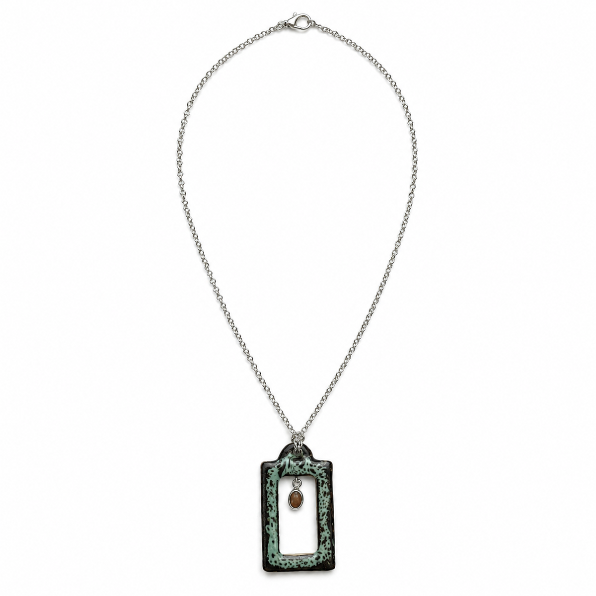 Ceramic necklace with fire Opal