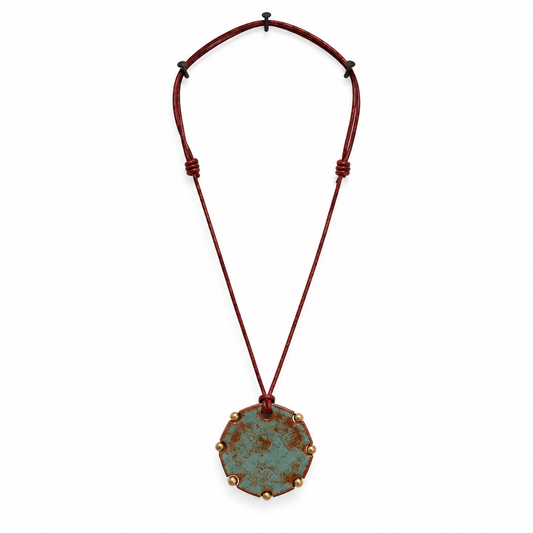 Round ceramic bronze necklace