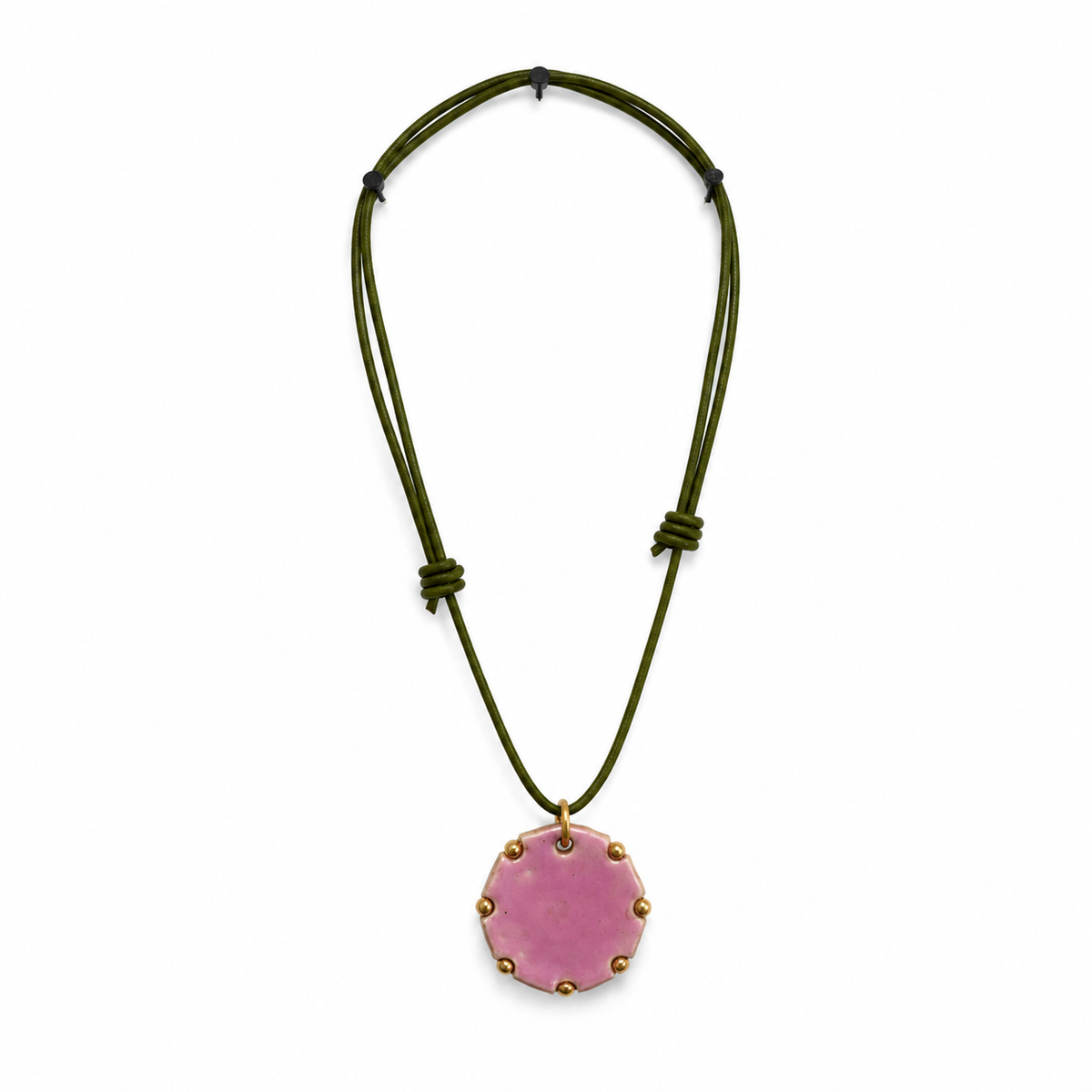 Round ceramic bronze necklace