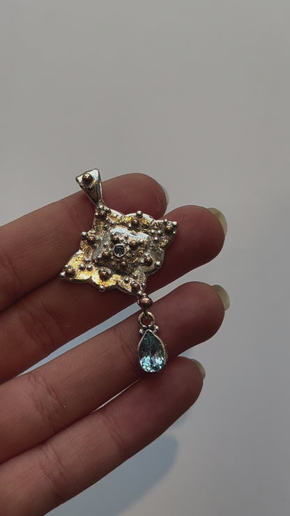 Blue Moon Pendant - 925 Silver, Aquamarine